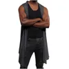 Hommes Gilets Hommes Printemps Été Sans Manches Cardigan Long Manteau À Capuche Poncho Punk Solide Gilet Costume De Scène Hiphop Lâche Cape Cape Homme Tops