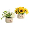 Decorative Flowers 2pcs Faux Potted Flower Artificial Plant Decoration Home Fake Bonsai