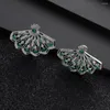 Dangle Earrings Luxury Trendy Geometry Sector For Women Wedding Cubic Zircon Crystal African Dubai Bridal Earring A0215