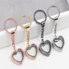 10PCS lot Rhinestones Heart Floating Locket Pendant With Keychains Glass Living Magnetic Charms Locket Key Chains3100