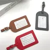 Unisex Travel Accessories Solid PU Leather Luggage Tag Information Name Address Labeling Baggage Tag Boarding Suitcase Bag Tags