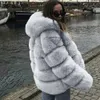 Plus -storlek kvinnor minkrockar vinter huva ny faux pälsjacka varm tjock ytterkläder jacka kvinnor vinter varm kappa t230808
