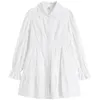 Vestidos Casuais Estilo Preppy Feminino Seios Simples Mini Camisa Vestido Manga Longa Pétala Verão Curto Branco Respirável Meninas