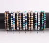 Strand Natural Stone Female CZ Pave Ball Mix Pärlor Elastic Armband Lady Jewelry Gift