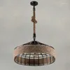 Lampy wiszące północnoeuropejskie w stylu duszpasterskim w stylu retro industrialna lniana lniana restauracja sypialnia korytarz farmy kawiarnia kawiarnia len z kutwą żelaza