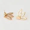 Stud Earrings 2023 Korean Hollow Out Lotus Flower Fashion Statement Jewelry Charm Double Side Female