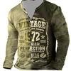 Camisetas para hombre, camiseta Henley con estampado de letras para hombre, camisetas de manga larga de algodón de primavera, camisetas de talla grande con botones, camisetas de gran tamaño 5XL