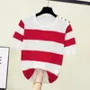 Maglioni da donna Big Size Summer Short Sleeve Pullover a righe Maglione donna lavorato a maglia 2023 Tops coreano Pull Femme Jumper Donna