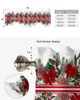 Curtain Christmas Poinsettia Pine Needles Window Living Room Kitchen Cabinet Tie-up Valance Rod Pocket