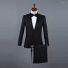 Мужские костюмы 2023 бутик -бутик -одно пуговица брюки с черным воротником 2 ПК / мужские стройные брюки на брюк
