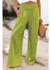 Women s Pants s Foridol Spring Summer Cotton Linen Women Pockets Solid Casual White Wide Leg Office Lady Long Trousers Khaki 2023 230808