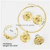 Ohrringe Halskette Set Afrikanische Goldfarbe Schmuck Partygeschenke Runde Perlen Und Armreif Ring S Schmuck Nigerian Dubai Access Dhgarden Dhks2