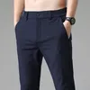 Pantalon Homme Été Casual Mince Affaires Stretch Slim Fit Taille Élastique Jogger Coréen Classique Bleu Noir Gris Marque Pantalon Homme 230808