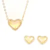 Wedding Jewelry Sets Rainbow AB Color Glass Small Heart Claw Gem Stone Love Stud Earrings Necklace Jewerly Set for Women 230808