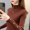 Kvinnors tröjor Halv Turtleneck tröja Pullover Autumn Winter Slim High Stretch Knitting Shirt Shirt Female Jumper Tops