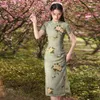 Abbigliamento etnico Vintage Donna Slim Qipao Sexy Stampa Fiore Abito da festa Stile cinese Giovani ragazze Qi Pao quotidiano Donne asiatiche tradizionali