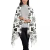 Scarves Sugar Skull Black And White Print Women Scarf Winter Shawl Wrap Bandana Tassel Female