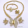 Kolczyki naszyjne Zestaw biżuterii w stylu vintage Dubai Gold Kolor Butterfly dla kobiet Pierścień bransoletki ślubnej