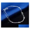 Fußkettchen 925 Sterling Silber Armband für Frauen Fußschmuck Eingelegte Zirkon Knöchelarmbänder an einem Bein Persönlichkeit Geschenke Drop Lieferung Dhria