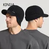 Beanie Skull Caps Men Winter Knitted Hat Outdoor Cycling Ear Protection Warmth ed Cap Casual Fashion Sunhat Bomber Skullies Beanies 55 60CM 230808