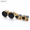 Cuff Links Black Enamel Round Cufflinks tuxedo studs Sets High Quality Gold Color Plated Mens Jewelry Business wedding cuff links 230807