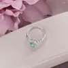 Cluster Rings For Women Fine Jewelry Solid 925 Silver Natural Gemstone Topaz Green Oval Adjustable Ring Luxury Wedding Bijoux R-TO002