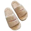 Pantofole invernali da donna scarpe classiche firmate da lettera scarpe aperte in pelliccia scarpe con plateau di marca di lusso calde scarpe da spiaggia in peluche sandali con tacco piatto da esterno fondo in gomma