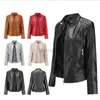 Dames Leer Imitatieleer Dames Nieuwe Leren Jas Dames Lente Herfst Mode Opstaande Kraag Motor Biker Jas Pu Uitloper Herfst Jas Zwart Rood 2021 HKD230808