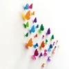 Väggklistermärken 30st 3D PVC Multicolor Butterfly Art DCAL vardagsrum med fast färgfjärilar för heminredning Mural Diy Decals 230808