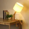 Robot Shape Wooden Table Lamp E14 Lamp Holder 110-240V Modern Cloth Art Wood Desk Table Lamp Parlor Indoor Study Night Light HKD230808