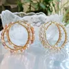 Stud Large Natural Freshwater Pearl Hoop Earrings Big Circle Mixed Irregular Baroque Statement Stainless Steel Earring Wedding 230807