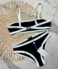 2024 Frankreich Paris Channel Frauen Strand schwarzer zweiteiliger Badeanzug Designer Bikini Womens Badebadeanzug sexy Sommer Bikinis Bikini 270