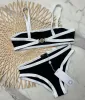 2024 France Paris Channel Women Beach Negro de dos piezas Diseñadores de traje de baño Bikini