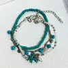 Bracelets de cheville 2023 Summer Handmade Turquoise Starfish Pour Femme Holiday Beach Style