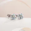 Stud Earrings 4ct Round Moissanite Diamond Women 925 Sterling Silver D Color VVS Ear Studs Pass Platinum Plate