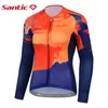 Jaquetas de corrida Santic Woman Cycling Wear Jaqueta de manga comprida Summer Outdoor Ridling Sports MTB Bike Biking Protetor solar respirável Top Asian