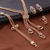 Bröllopsmycken Set 4 PCSSet Luxury Classic Women's Jewelry Set Gold Plated Crystal Zircon Metal Chain Halsband Armband Earring Ring 230808