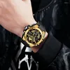 Relojes de pulsera STRYVE Reloj para hombre Diseño creativo de calavera Analógico digital Pantalla dual Calendario Semana Cronómetro multifunción S8008