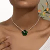 Colliers pendentifs Collier élégant en perles de verre avec motif floral Pièces de déclaration uniques Ajuster 97QE