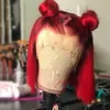 Человеческие Chignons Red Bob Wig Wig Hairs Прямые кружевные парик