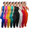 Abbigliamento etnico estate 2023 sexy donne africane senza maniche in poliestere blu giallo bianco rosso due pezzi set di vestiti