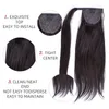 Lace Straight tail Human Hair Clips in Brazilian Wrap Around Drawstring Head Wear Hairpiece Natural 15 230807