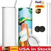 USA CA warehouse wholesale vacuum insulated 20oz cup stainless steel straight skinny sublimation tumbler with straw