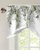 Curtain Watercolor Green Leaves Window Living Room Kitchen Cabinet Tie-up Valance Rod Pocket