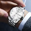Zegarek na rękę luksusowy zegarek na nadgarstek Business Men Waterproof Brand Cotygodniowy kalendarz ze stali nierdzewnej Pasek Luminous Display Fale Para Clock