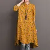 British Womens Long Sleeved A Line Printed Top Kaftan Shirt Dress High Low Hem