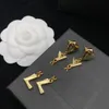 Gold Metall Buchstaben Ohrstecker Modedesigner Liebe Ohrringe Frauen Hochzeit Braut Geschenk Schmuck