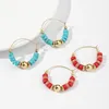 Hoop Earrings 2023 Fashion Bohemia Ethnic Handmade Turquoise Beads Women Girl Spring Summer Jewelry Gifts Wholesale