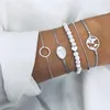 Strang Boho Geometrische Armband Armreif Sets Für Frauen Vintage Stern Karte Hand Herz Charme Perlen Ketten Mode Schmuck Zubehör