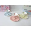 Cups Saucers Chinese Tea Cup Set Porcelain Eco Friendly Simple Small Ceramic Coffee Saucer Spoon Crockery Xicara Drinkware